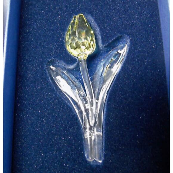 NEW Swarovski Crystal YELLOW TULIP FLOWER Swan Logo LG Faceted Bud SCS 2004 BOX - Picture 3 of 9